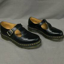 051129 251304 Dr.Martens ドクター マーチン シューズ Tバーシューズ POLLEY ポリー レザー ブラック系カラー SIZE サイズ UK 6 箱付_画像5