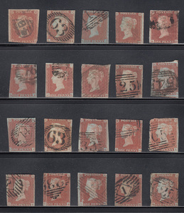 【イギリス】1841年～無目打ペニーレッド使用済みクラシック切手20枚大量まとめてロット！超希少！！(Wj9VAVcCj3)