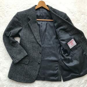 【極美品/希少XL位】ハリスツイード テーラードジャケット 胡桃ボタン ミックスツイード HARRIS TWEED メンズ ビジネス グレー系 LL