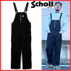 美品 Schott ショット CORDUROY OVERALL PANTS ワーク コーデュロイ オーバーオール オールインワン つなぎ ツナギ サロペット パンツ 黒 M