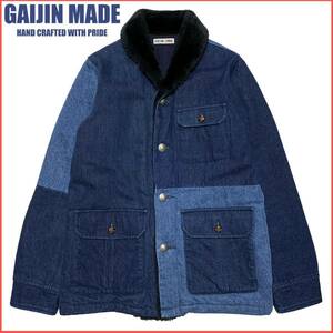 GAIJIN MADE ガイジンメイド 外人公司 ファー パッチワーク 切替 デニム カバーオール ランチ ジャケット ブルゾン JKT 2 M HRM