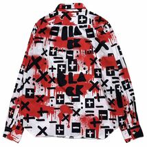 ★名作★ BLACK COMME des GARCONS コムデギャルソン 18AW ロゴ スプレー ペイント グラフィック プリント 総柄 長袖 シャツ カットソー M_画像3