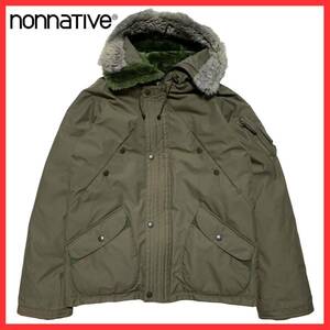 ★名作★ nonnative ノンネイティブ シンサレート ファー ボア N-3B ミリタリー フライト ナイロン ダウン ジャケット JKT モッズコート 2