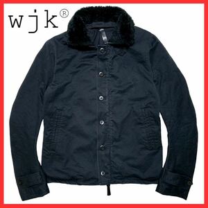 ★定価8万円★ 名作 wjk ダブルジェイケイ deck jacket N-1 ファー ボア ミリタリー フライト デッキ ジャケット ブルゾン コート 黒 XL