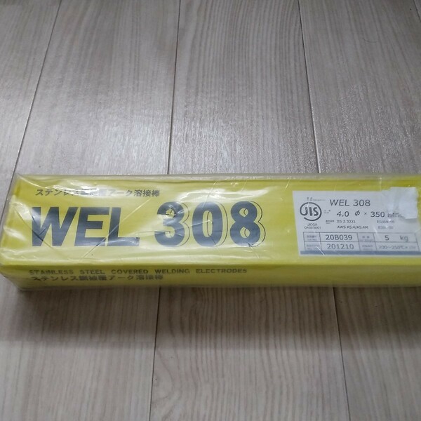 WEL 日本 ウェルディング 溶接棒 WEL308 SUS304 などの溶接に φ 4.0mm 350mm 小箱 5kg ES308-16 検索) タセト 日鉄 日亜 神鋼 NC-38 YT308