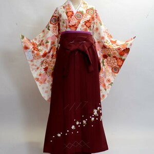 二尺袖 着物 袴 フルセット ジュニア用へ直し 135cm～150cm 百花繚乱 袴変更可能 新品（株）安田屋 NO13329-02