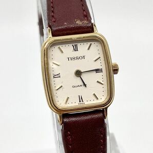 TISSOT 腕時計 クォーツ quartz 2針 Swiss スイス製 レザーベルト ホワイト ゴールド ブラウン 白 金 茶 maruman ティソ Y185の画像4