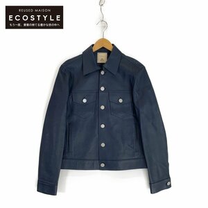 1円 TOMORROWLAND トゥモローランド ×DENIM ラムレザー トラッカージャケット ジャケット 48 ネイビー メンズ