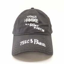 【1円】NEWERA x Yohji Yamamoto POUR HOMME FE-H82-974 9THIRTY ハンドペイントロゴ カーブドバイザーキャップ 帽子 ブラック メンズ_画像2