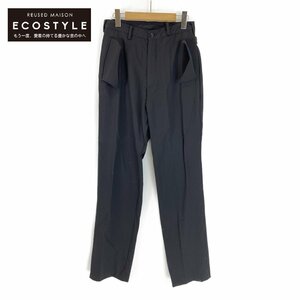 1円 sulvam サルバム SM-P01-100 GABARDINE BACK BELT PANTS ギャバジン バックベルトパンツ ボトムス S ブラック メンズ