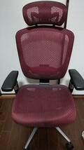 【引き取りOK】オフィスチェア メッシュ リクライニング ハイバック 椅子 在宅ワーク ワイン レッド 赤 アイリスプラザ購入_画像1
