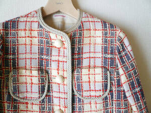  fine quality Dress Terior tweed jacket check tricolor color outer tops outer garment DRESSTERIOR new goods unused 
