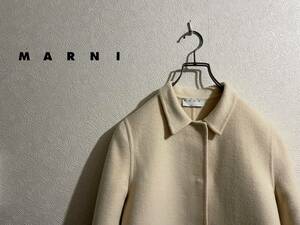 ◯ イタリア製 MARNI オリグラ × カシゴラ ウール コート / マルニ チェスター ステンカラー ホワイト クリーム 38 Ladies #Sirchive