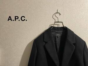 ◯ フランス製 A.P.C. フライフロント チェスター コート / アーぺーセー ウール ロング ブラック 黒 M Mens #Sirchive