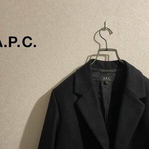 ◯ フランス製 A.P.C. フライフロント チェスター コート / アーぺーセー ウール ロング ブラック 黒 M Mens #Sirchive