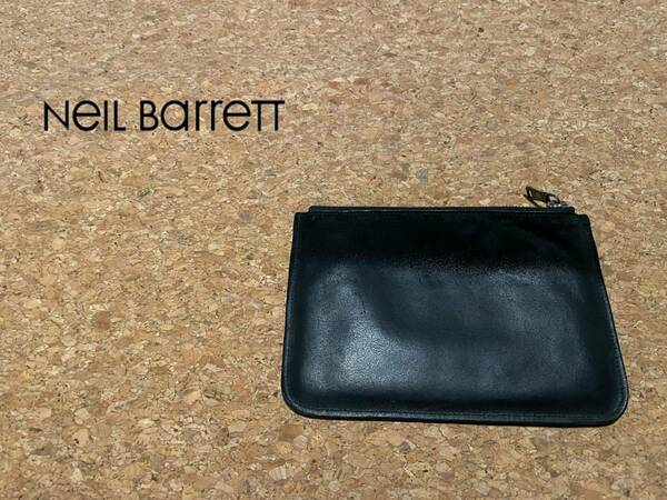 ◯ イタリア製 Neil Barrett グラデーション レザー ポーチ / ニールバレット スウェード パデット ブラック 黒 Mens Ladies #Sirchive