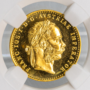 ☆彡1円スタート!【NGC MS68】1915年 オーストリア 1ダカット デュカット 金貨 復刻版 RESTRIKE リストライク フランツ・ヨーゼフ 双頭の鷲