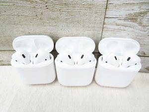 11J126EZE◎Apple AirPods 第2世代 A1602 A2032 A2031 ワイヤレスイヤホン Bluetooth 動作品　3点セット◎中古品