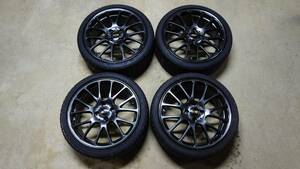 BBS 鍛造ホイール 美品 RE-L 17インチ PCD100 4H　DBK 195/40/17タイヤ4個付き　　UP-GTI等に