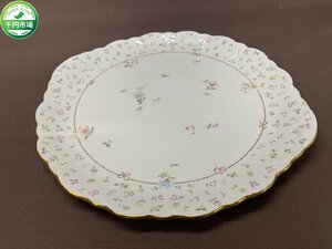 【N-5161】NARUMI ナルミ HELIOS 花柄 金彩 大皿 1枚 ケーキ皿 プレート BONE CHINA made in JAPAN 現状品【千円市場】