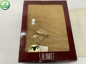 【Y-8911】未使用 キャメル 100% 毛布 シングル 140×200cm ラクダ CAMEL WOOL 長期保管 現状品【千円市場】