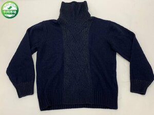 【O-5628】ARAMIS AOUDIMA アラミス デザイン モール ウールニットセーター Lサイズ ネイビー系 wool 現状品【千円市場】