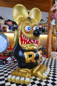 爆レア★ラットフィンク Rat Fink ゴールド 豪華 ゴージャス 金運アップ スタチュー 像 フィギュア