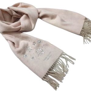 新品未使用 ケイトスペード ニューヨーク kate spade NEW YORK マフラー ラインストーン 毛・カシミヤ ピンク ロゴ入り