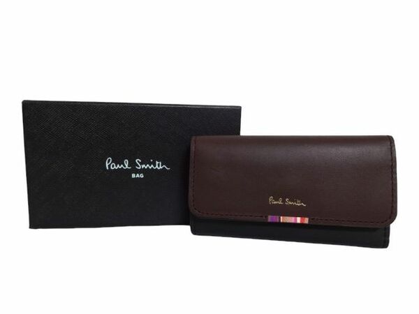 新品未使用 正規品 ポールスミス Paul Smith PAUL SMITH キーケース キーリング マルチストライプ XオーバーST ブラック 箱付き PWD940