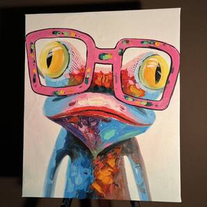 手書き油絵 glasses flag 絵画 インテリア 油彩画