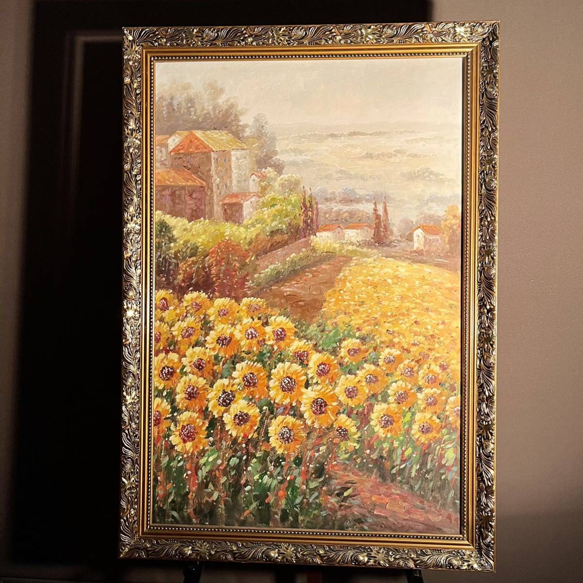 ★Outlet★ Cuadro al óleo pintado a mano Cuadro campo de girasoles Cuadro al óleo interior, Cuadro, Pintura al óleo, Naturaleza, Pintura de paisaje