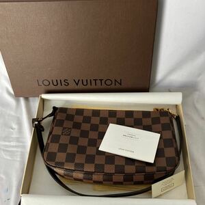 ▽【500円スタート】未使用品 LOUIS VUITTON ルイヴィトン　N41206 ポシェット・アクセソワール ダミエ・エベヌ 箱付き 美品