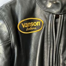 ▽【500円スタート】VANSON バンソン シングルレザーライダースジャケット 38 ブラック 革ジャン _画像2