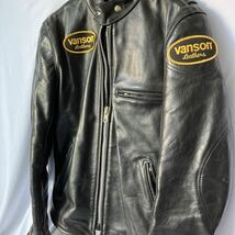 ▽【500円スタート】VANSON バンソン シングルレザーライダースジャケット 38 ブラック 革ジャン _画像3