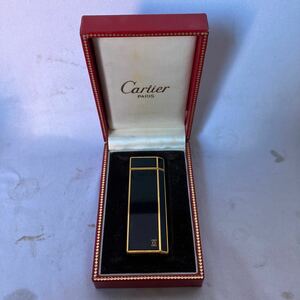 ○【500円スタート】Cartier カルティエ ガスライター ライター ブラック 喫煙グッズ 箱付き