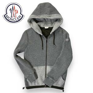 【美品】MONCLER モンクレール MAGLIA CARDIGAN ワッフル ニット 切り替え パーカー ダウン グレー カーキ Sサイズ