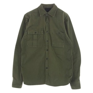 デンハム DENHAM ミリタリー ワーク 長袖 シャツ カーキ系 M【中古】