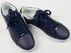 ●POLO RALPH LAURENラルフローレンレースアップレザースニーカー(WILTON-SK-ATH,紺,EU41.5(JP26))新品