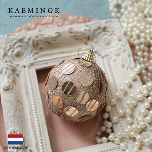 クリスマスツリー 飾り付け オーナメント ボール 北欧 KAEMINGK レトロ デコレーション スパンコールボール ブラッシュピンク 8cm