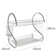 送料無料★新品 ステンレス 水切りラック２段 水切りかご ディッシュスタンド 食器 収納 キッチン収納_画像6