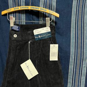 デッドストック 80s 90s polo by ralph lauren corduroy pants 80年代 90年代 新品 2タック 黒 太畝 コーデュロイ パンツ アメリカ製