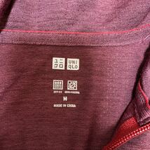 ミ2311-709 ユニクロ UNIQLO ドライジップアップパーカー　メンズM レッドコントラスト　フード　薄手　ランニング　ジョギング　マラソン_画像9