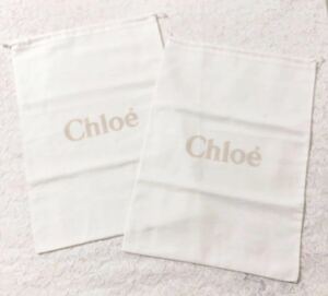 クロエ「Chloe」シューズ保存袋 2枚組（2900）正規品 付属品 内袋 布袋 巾着袋 31×44cm 布製 ホワイト