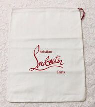 クリスチャン・ルブタン「Christian Louboutin」シューズ用保存袋 2枚組 (3232) 正規品 付属品 巾着袋 布製 起毛生地 ホワイト 29×38cm_画像4