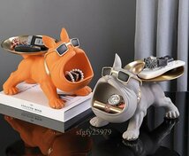 A9542☆新品インテリア インテリア小物フレンチブルドッグ 犬 トレイ小物置き 置物 オブジェ 飾りディスプレイお菓子入れ玄関鍵置き 黒_画像3