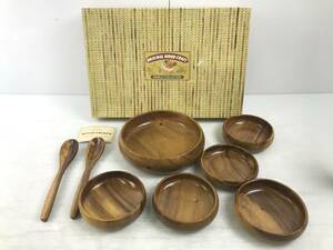 ピ/ORIGINAL WOOD CRAFT/木製食器セット/盛皿×1/とり皿×5/スプーン×2/11.13-126KS