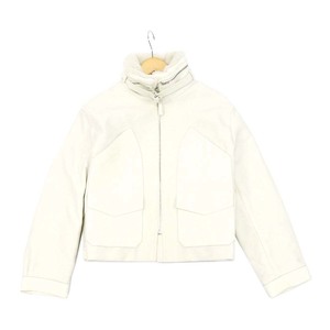 Hermes Stand Neck Zip -Up Blouson Ladies White Hermes использовал [одежда / аксессуары]