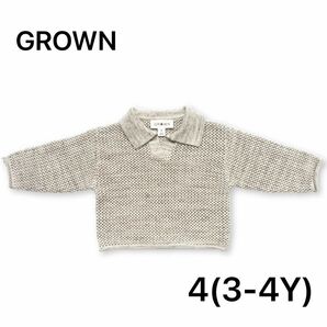GROWN Open-Knit Collar Pull Over / Wheat 4 3-4Y