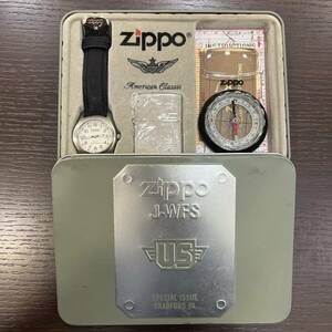 #14793　ZIPPO　J-WFS　U!S!NAVY　No.0031　時計＆ZIPPO＆コンパスセット　ミリタリー　現状保管品