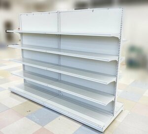 美品！【タナハシ製】H180cm×W1200cm×2 両面４段 ２連結什器 背面ボードタイプ■陳列棚・システム什器■S-595 (8)